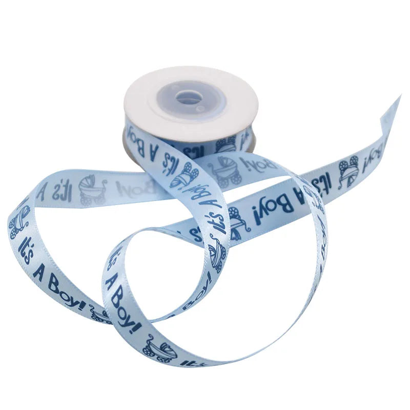 10-Yard Baby Shower Satin Ribbon – Boy or Girl Printed DIY Decorative Satin Ribbon Babs