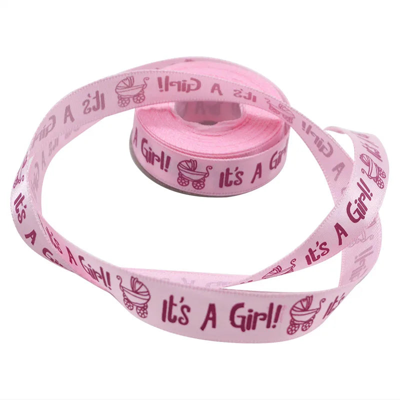 10-Yard Baby Shower Satin Ribbon – Boy or Girl Printed DIY Decorative Satin Ribbon Babs