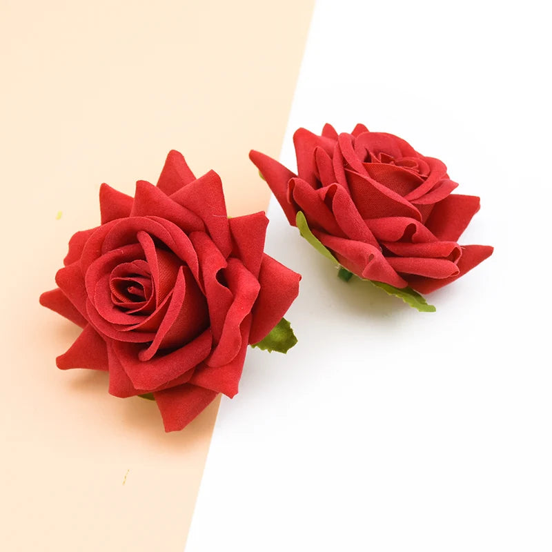 10 Silk Red Rose Heads – Artificial Flowers for Wedding & Décor Artificial Silk Roses Babs