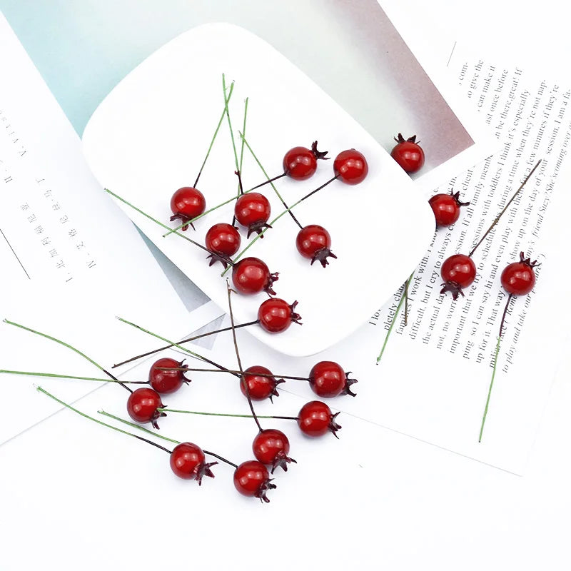 50/100Pcs Artificial Cherry Picks for Wreaths & Party Decor Artificial Fruit Picks Babs style 1 50pieces