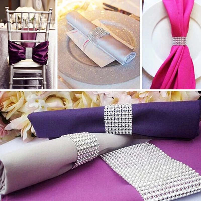 10pcs Rhinestone Bow Napkin Rings Gold Silver Wedding Decor Napkin Rings Babs