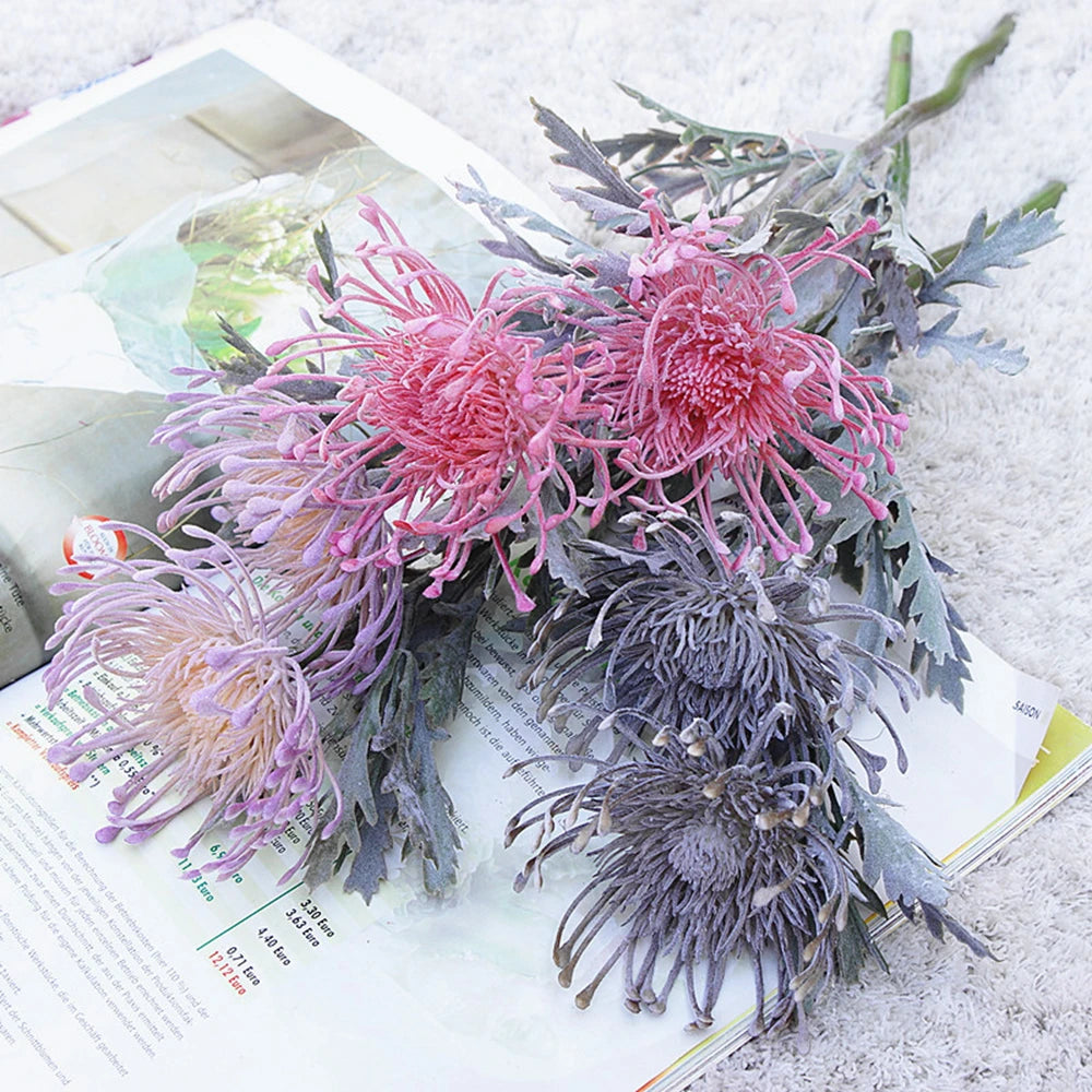 Artificial Pincushion Flower Stems – Faux Bouquet Décor Artificial Flower Stems Babs
