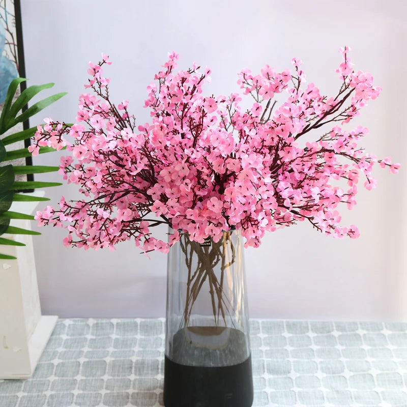 White Artificial Cherry Blossom & Gypsophila Silk Flowers Artificial Silk Flowers Babs Pink