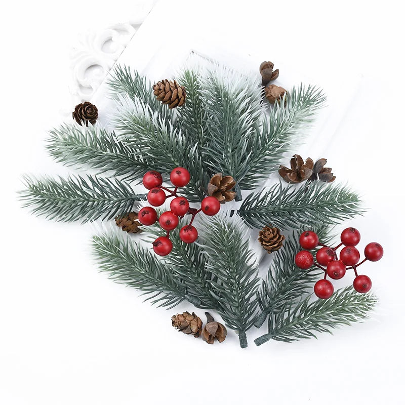 10Pcs Artificial Snowflake Pine Sprigs – Christmas & Wedding Décor Artificial Decorative Sprigs Babs