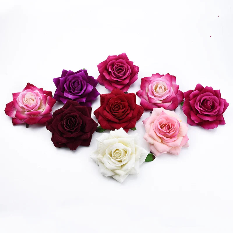 50pcs Silk Rose Heads 10cm – Wedding, Wreath & Home Décor Artificial Silk Flowers Babs