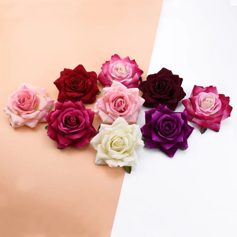 10Pcs Velvet Rose Heads – DIY Wedding & Home Decor Flowers Artificial Flower Heads Babs