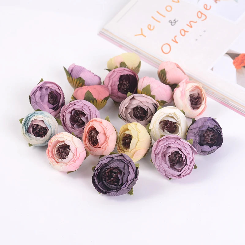 Silk Rose Camellia Artificial Flower Heads for Wedding & Home Décor Artificial Flower Heads Babs Mix 10Pcs