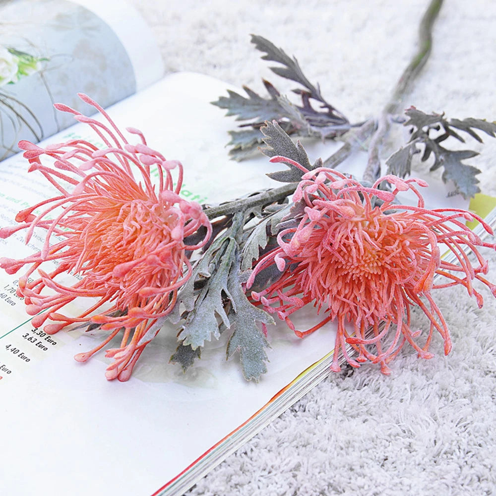 Artificial Pincushion Flower Stems – Faux Bouquet Décor Artificial Flower Stems Babs Pink