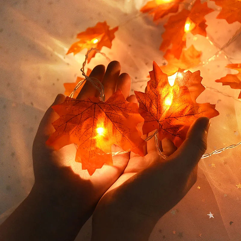 2M Maple Leaf LED Fairy Light Garland – Fall & Holiday Decor LED Leaf Garland Babs