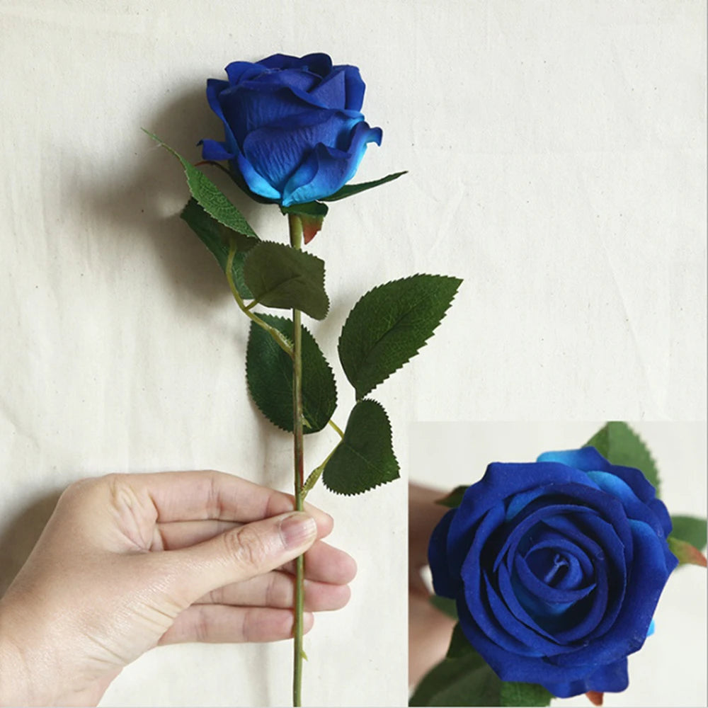 Silk Rose Artificial Bouquet 3/5pc – Wedding & Home Decor Artificial Flower Bouquet Babs DEEP BLUE 3 Piece