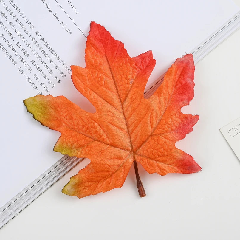 Artificial Silk Maple Leaves 10/20pcs – Autumn Wedding Décor Artificial Silk Leaves Babs Orange 10 pcs
