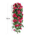 Artificial Silk Rose Wreath – Wall Hanging Floral Home Decor Decorative Floral Wreath Babs rose red