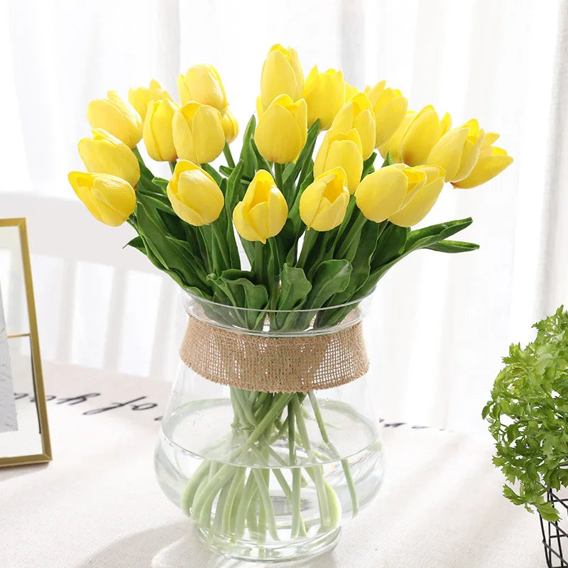 31Pcs Real-Touch PU Tulip Artificial Flowers – Wedding & Home Decor Artificial Flowers Babs