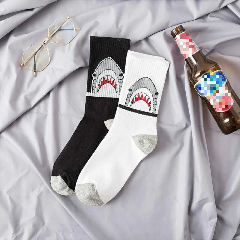 Shark Hip Hop Crew Socks – Men's Cartoon Skateboard Style Men's Crew Socks Babs