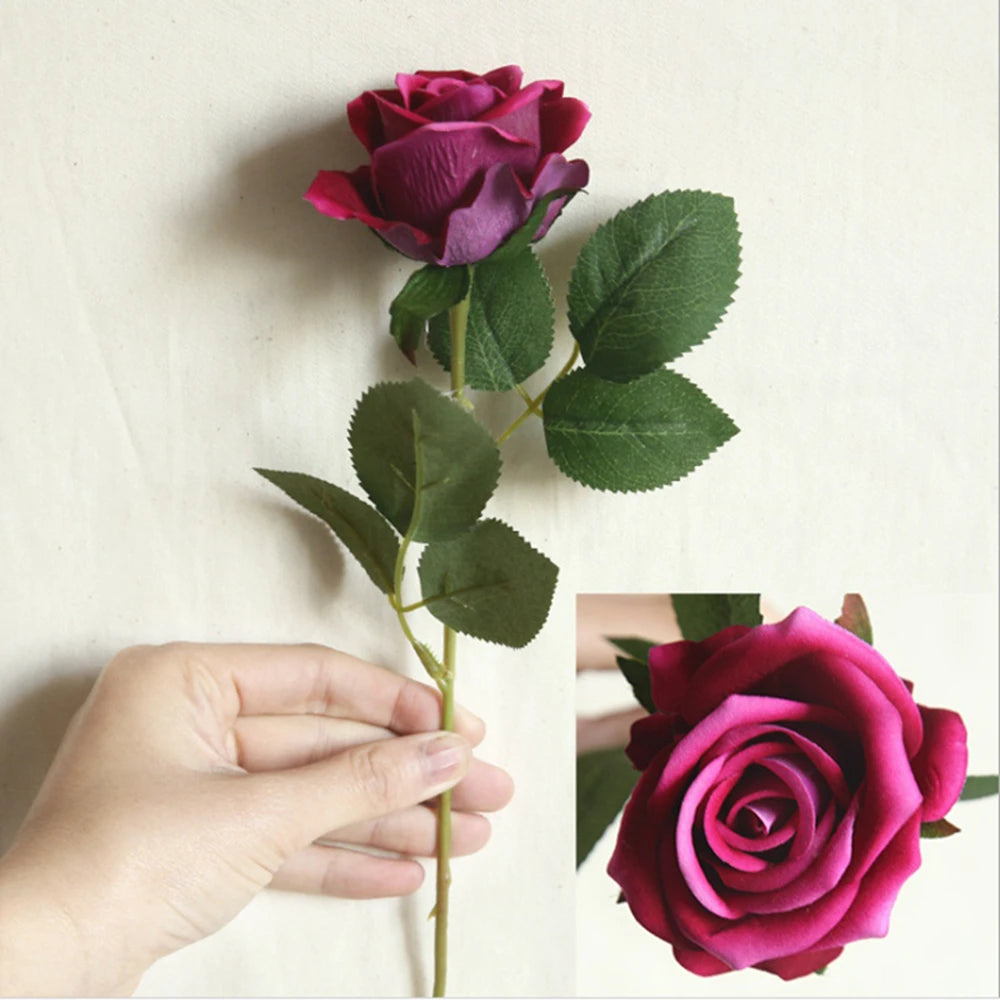 Silk Rose Artificial Bouquet 3/5pc – Wedding & Home Decor Artificial Flower Bouquet Babs Rose Red 5 Pieces