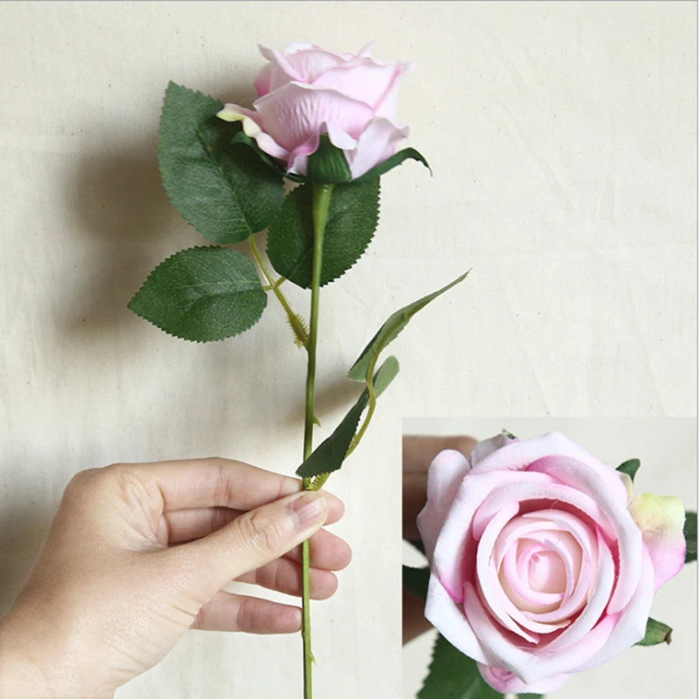 Silk Rose Artificial Bouquet 3/5pc – Wedding & Home Decor Artificial Flower Bouquet Babs Light Pink 5 Pieces