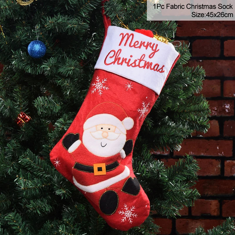 Knitted Christmas Stocking – Fleece Xmas Candy Gift Bag Christmas Stocking Babs H