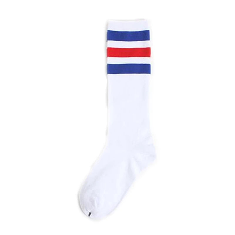 Three Stripes Cotton Crew Socks – Retro Hip Hop Skate Style Cotton Crew Socks Babs