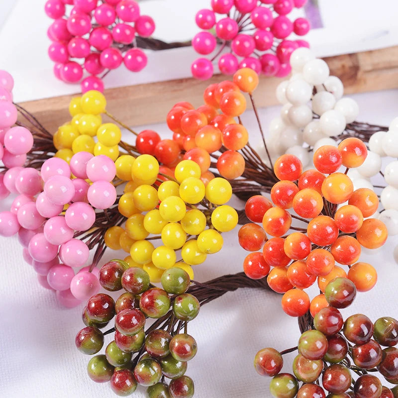 Double-Head Berry Stamen Artificial Flowers | 25/50 Pcs DIY Decor Artificial Craft Flowers Babs
