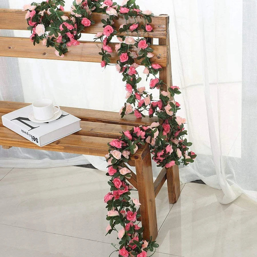Silk Rose Artificial Flower Garland 2.2M – Wedding Home Decor Artificial Flower Garland Babs