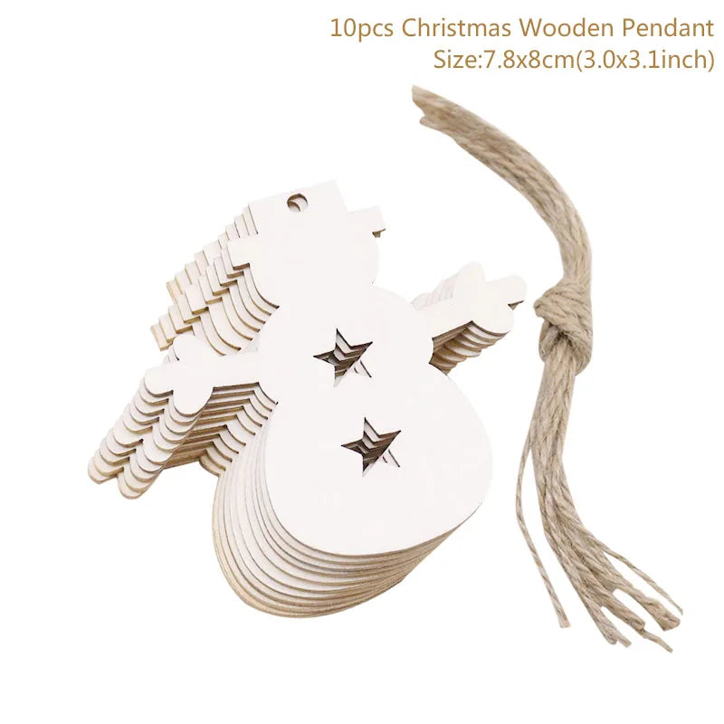 10pcs Wooden Christmas Tree Hanging Ornaments | Holiday Decor Christmas Ornaments Babs Style7