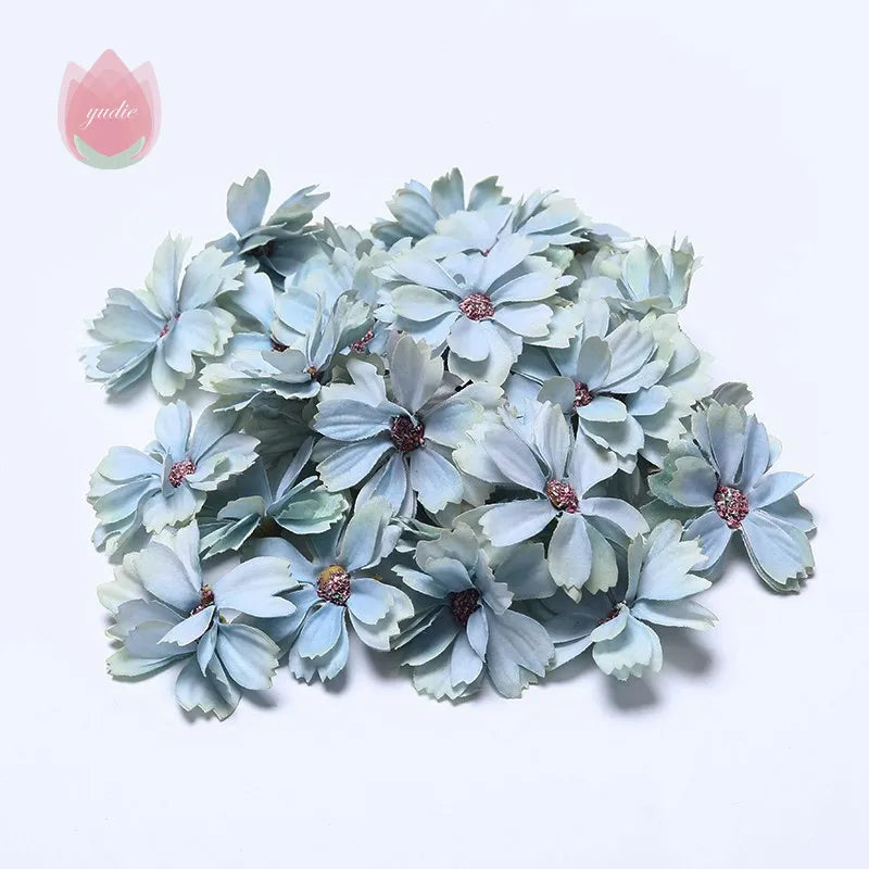 Artificial Silk Daisy Flower Heads 10/20/30Pcs – Wedding Décor Artificial Silk Flowers Babs Blue 10Pcs