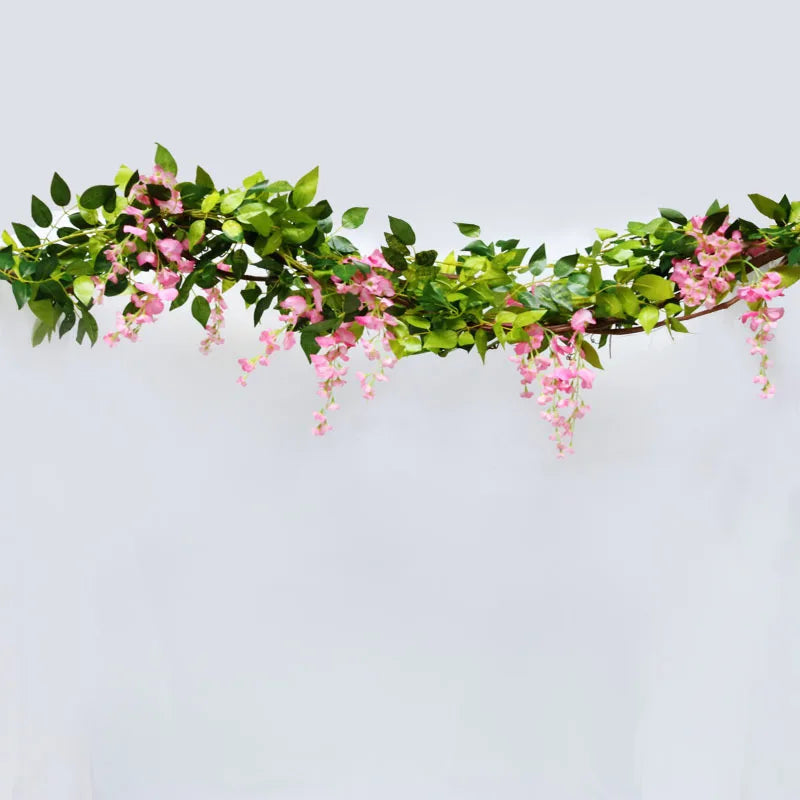 2M Artificial Flower Vine Silk Leaf Rattan Wedding Home Decor Artificial Flower Vine Babs