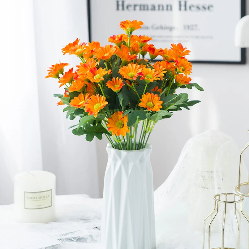 21-Head Silk Daisy Bouquet – Autumn Artificial Flowers for Home Artificial Flower Bouquet Babs