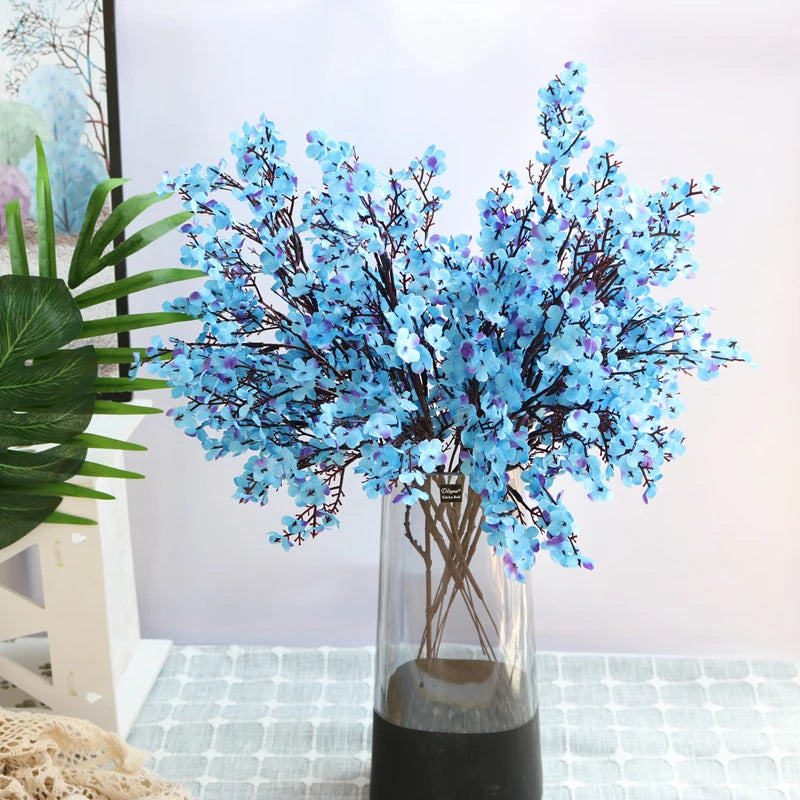 White Artificial Cherry Blossom & Gypsophila Silk Flowers Artificial Silk Flowers Babs Blue