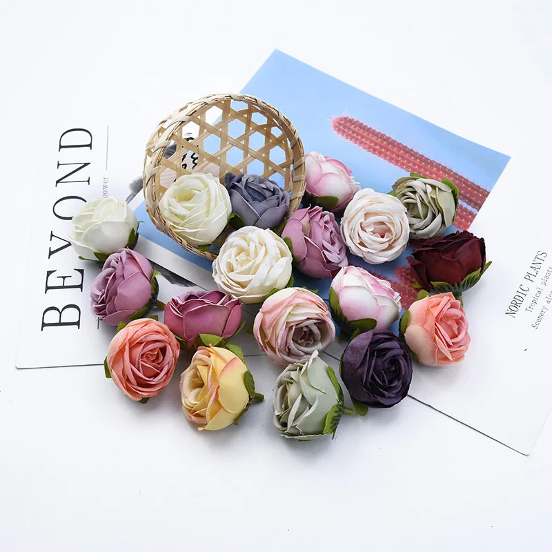 Silk Tea Rose Flower Heads 5/10 Pcs – Wedding & Home Décor Artificial Silk Flowers Babs