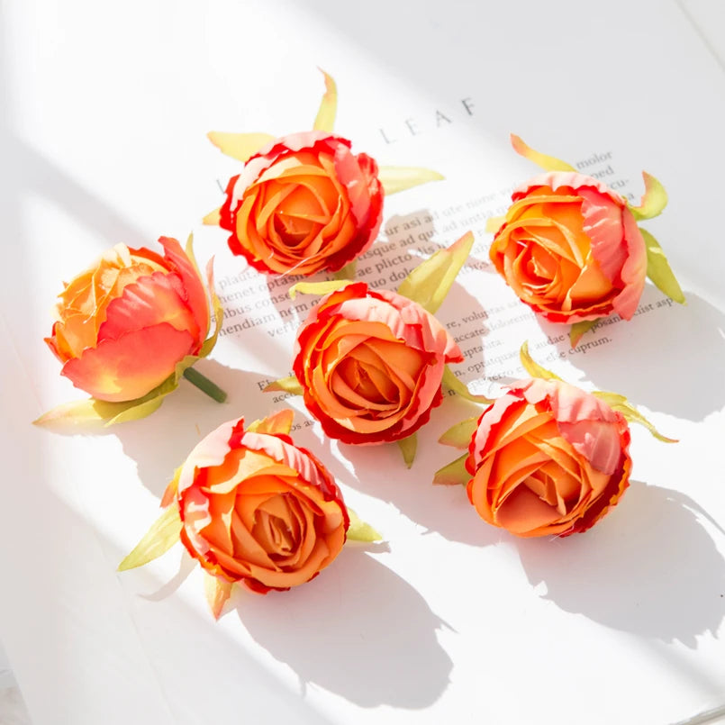 Silk Rose Tea Bud Artificial Flowers – Wedding & DIY Décor Artificial Silk Flowers Babs orange 30pieces