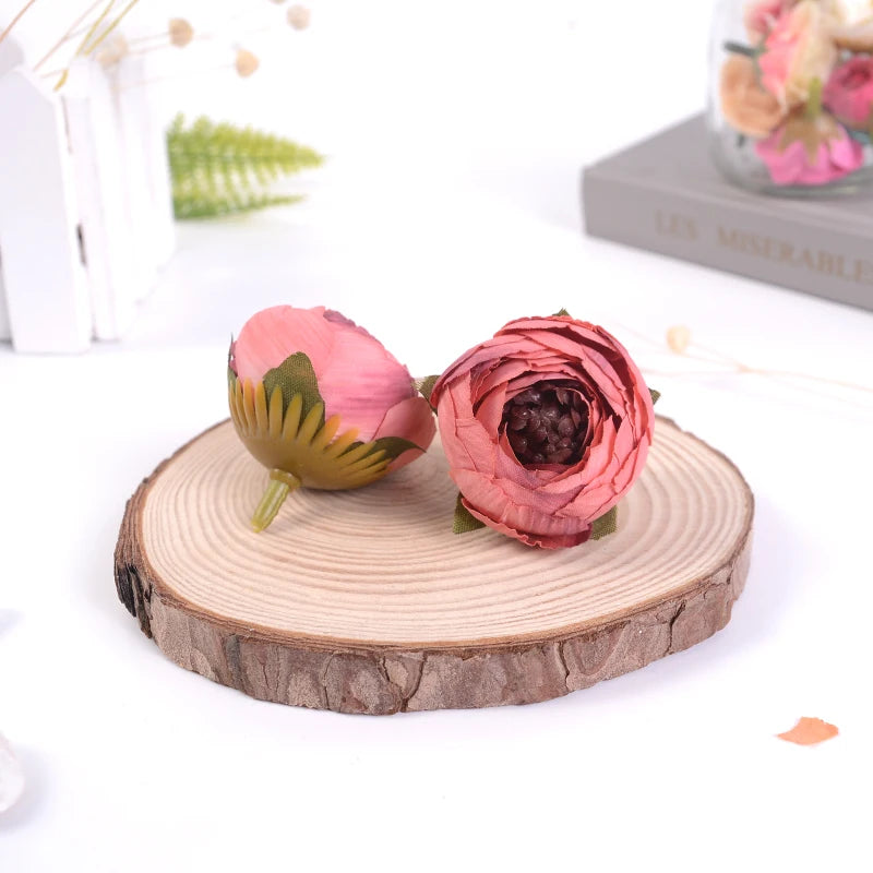 Silk Rose Camellia Artificial Flower Heads for Wedding & Home Décor Artificial Flower Heads Babs Rose Red 10Pcs