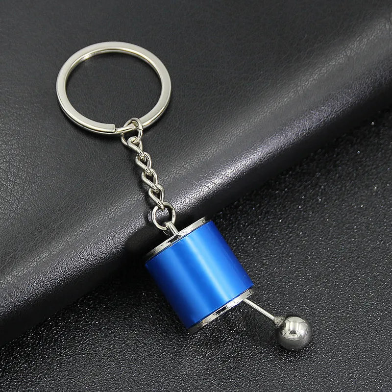 6-Speed Gear Shift Head Keychain – Metal Car Key Ring Car Gear Keychain Babs Blue