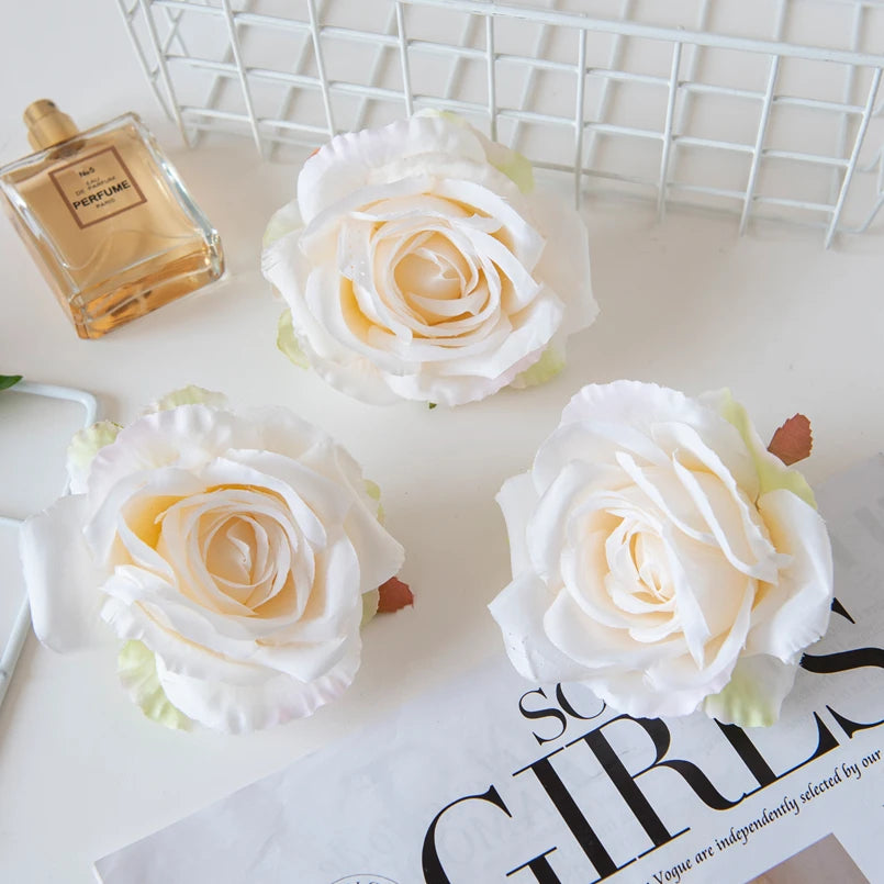 Silk Rose Artificial Flowers 10/20 Pcs – Wedding & Home Decor Artificial Silk Flowers Babs WHITE 20 Pieces