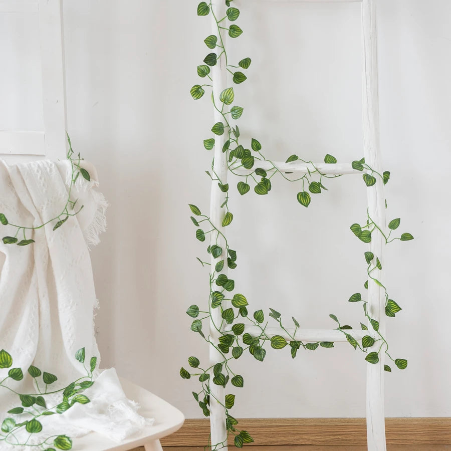 210cm Artificial Ivy Hanging Garland – Green Silk Vine Leaves Artificial Vine Garland Babs