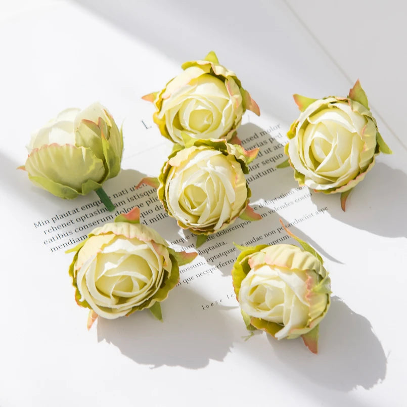 Silk Rose Flower Heads – Wedding, Wreath & DIY Decor (10–20 pcs) Artificial Silk Flowers Babs green 20pcs