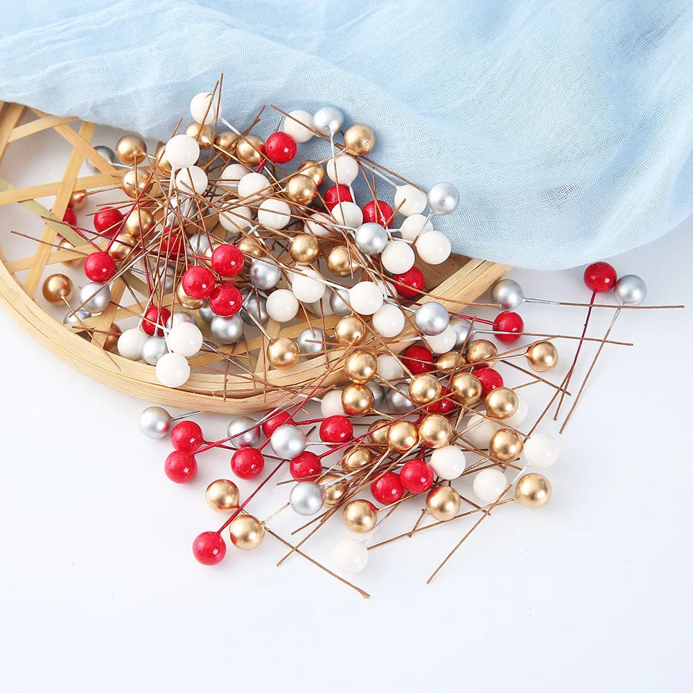 Artificial Pearl Berry Stamens for Wedding & DIY Décor | 50-200 Pcs Artificial Flower Stamens Babs