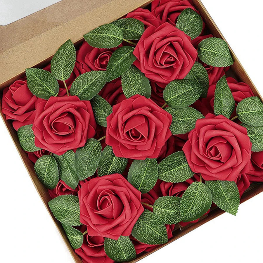 50Pcs Silk Rose Leaves Artificial Greenery for Wedding & Home Artificial Silk Leaves Babs