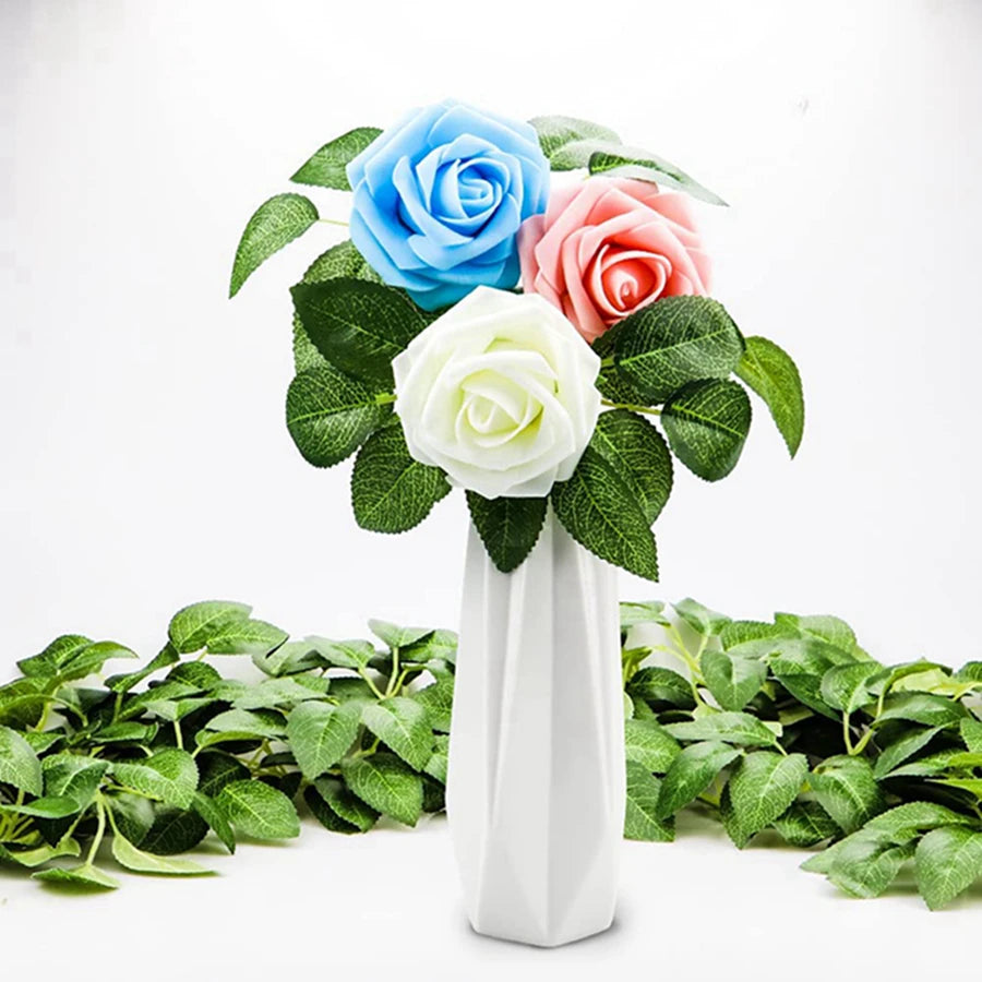 50Pcs Silk Rose Leaves Artificial Greenery for Wedding & Home Artificial Silk Leaves Babs