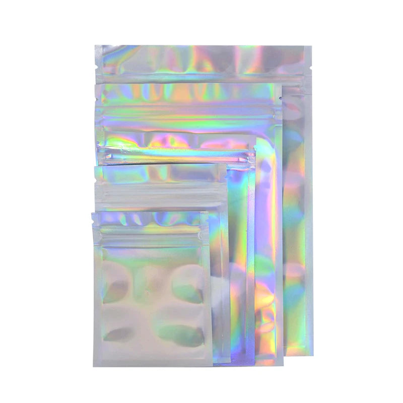 20pcs Iridescent Holographic Zip Lock Bags – Makeup & Gift Holographic Storage Bags Babs