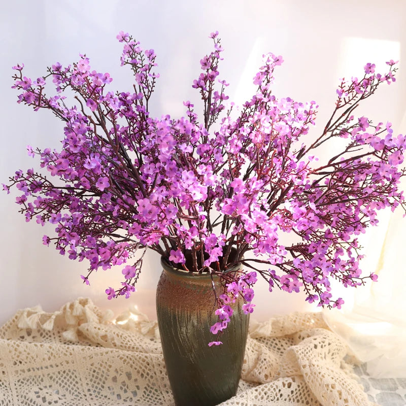 White Artificial Cherry Blossom & Gypsophila Silk Flowers Artificial Silk Flowers Babs PURPLE