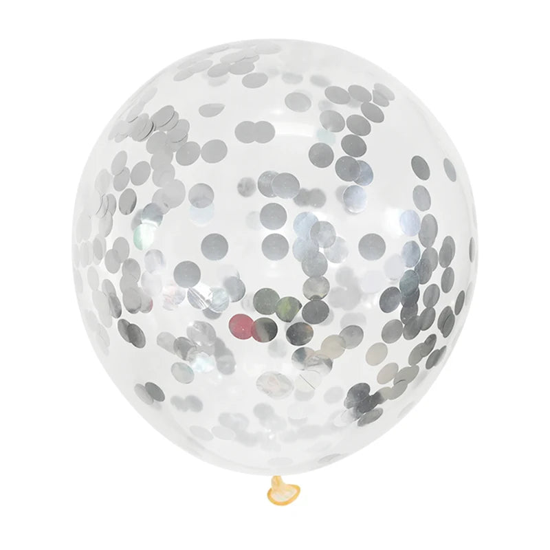 Gold Confetti Latex Balloons – Clear Glitter Party Decorations Party Balloons Babs silver 5pcs