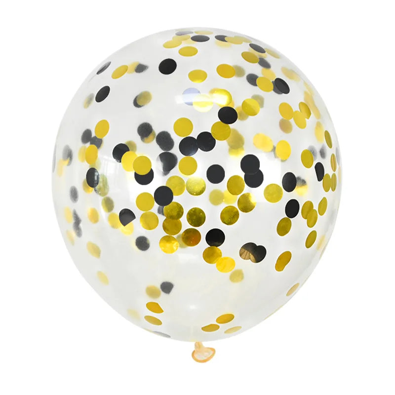 Gold Confetti Latex Balloons – Clear Glitter Party Decorations Party Balloons Babs gold black 5pcs