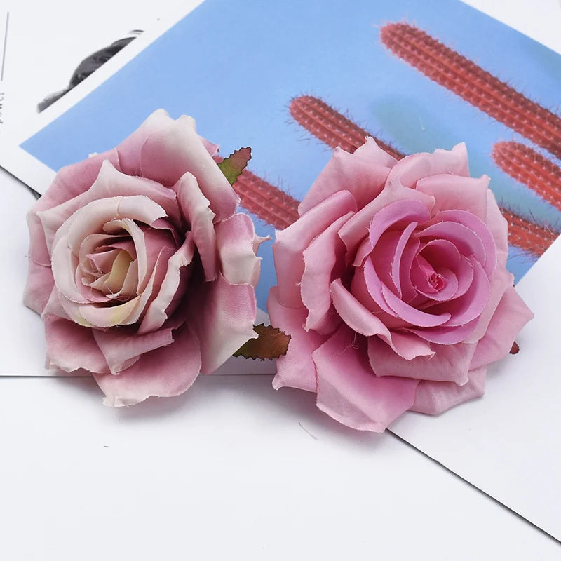 50/100Pcs Silk Rose Heads UV Protection Wedding & Home Decor Artificial Silk Flowers Babs