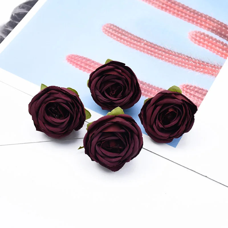 Silk Tea Rose Flower Heads 5/10 Pcs – Wedding & Home Décor Artificial Silk Flowers Babs 9 10 Pieces