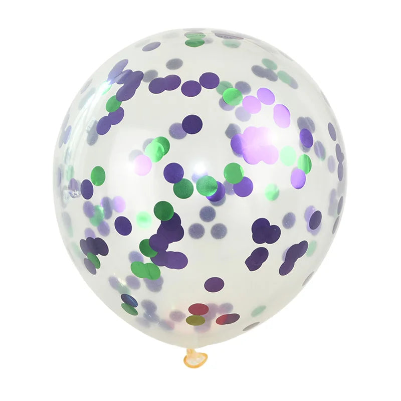 Gold Confetti Latex Balloons – Clear Glitter Party Decorations Party Balloons Babs purple green 10pcs