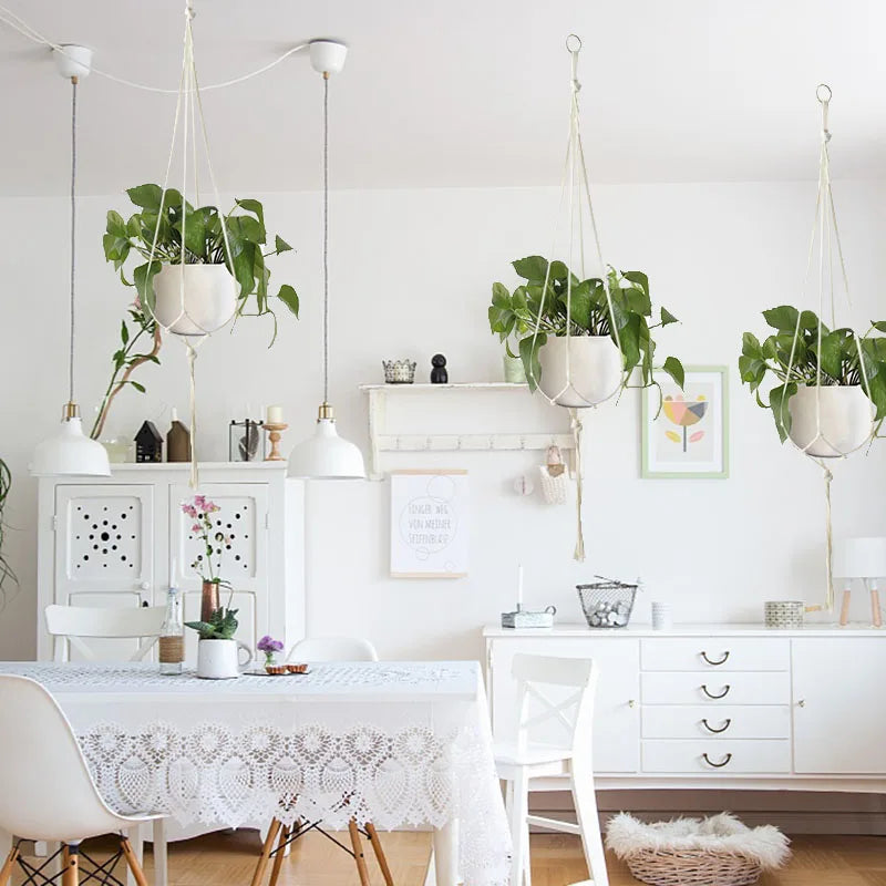 Macrame Plant Hanger – Handmade Rattan Rope Hanging Basket Macrame Plant Hanger Babs