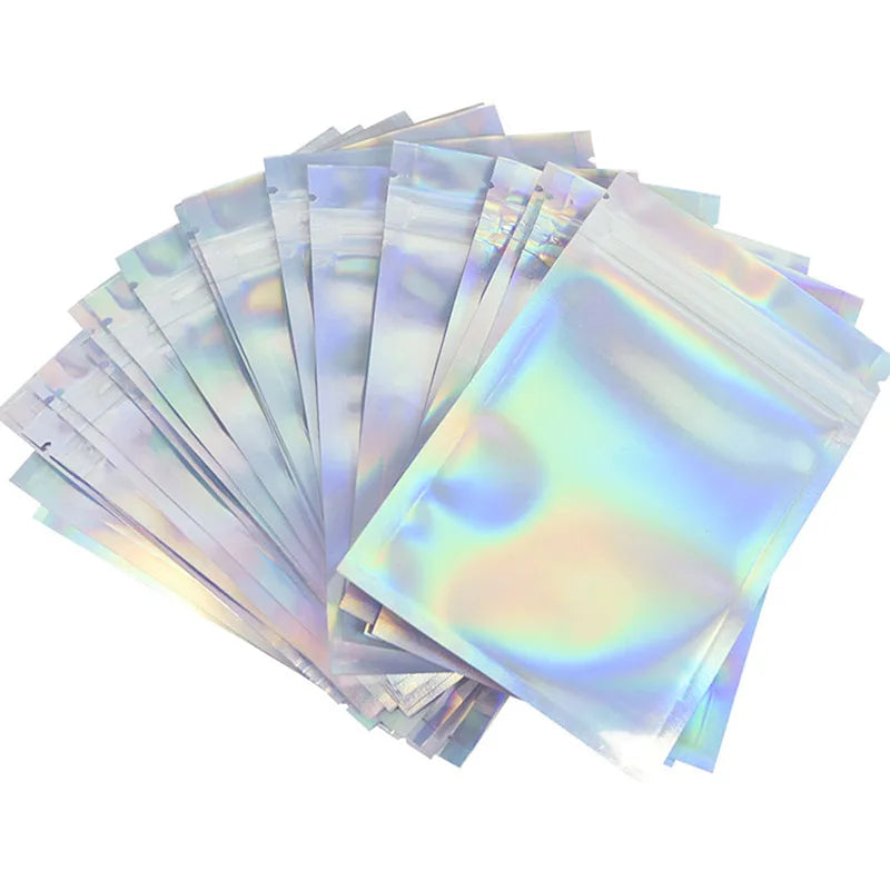 20pcs Iridescent Holographic Zip Lock Bags – Makeup & Gift Holographic Storage Bags Babs