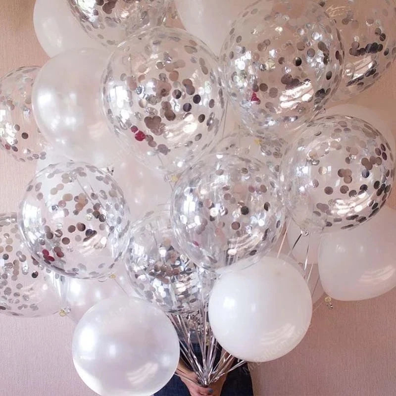 Gold Confetti Latex Balloons – Clear Glitter Party Decorations Party Balloons Babs