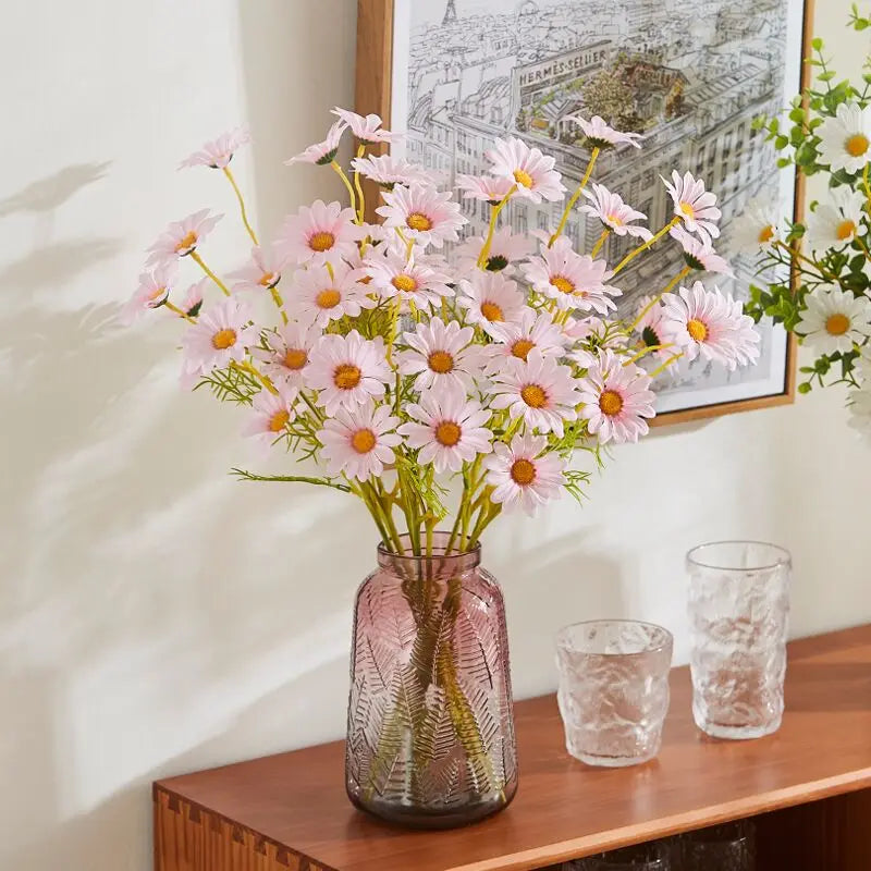 5-Piece Artificial White Daisy Bouquet – 50cm Silk Flowers Artificial Silk Flowers Babs